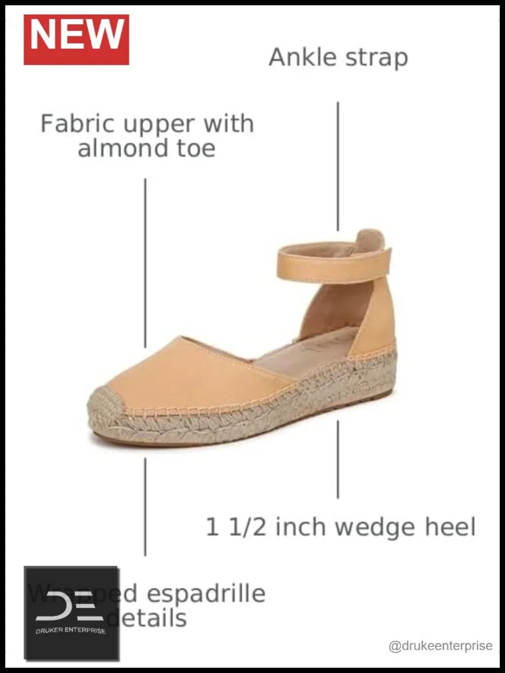 Naturalizer Espadrille Wedge Sandals Fabric Upper Ankle Strap